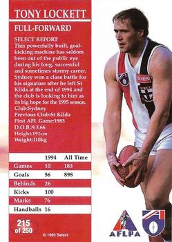1995 Select AFL #215 Tony Lockett Back